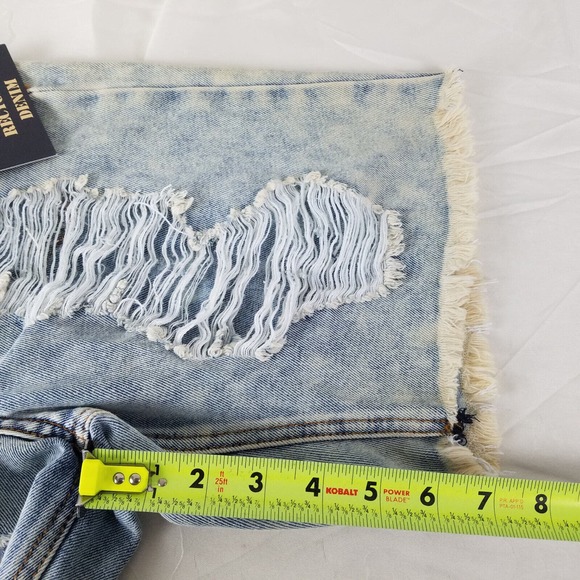 Indigo Rein Denim Shorts Juniors 1 Blue Jean High Rise Distressed Light Wash NWT - Picture 6 of 16